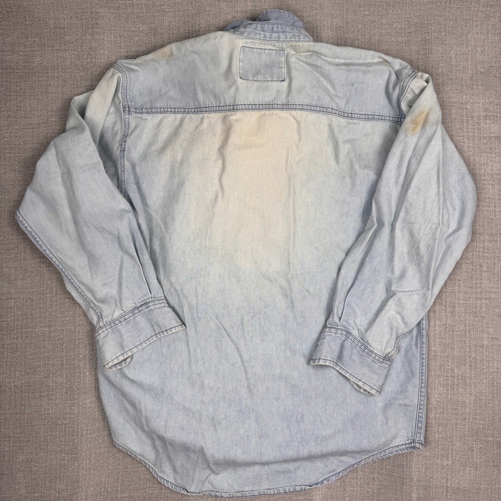 Express Men's Denim Shirt Light Wash Small Stained Distressed - Picture 5 of 9
